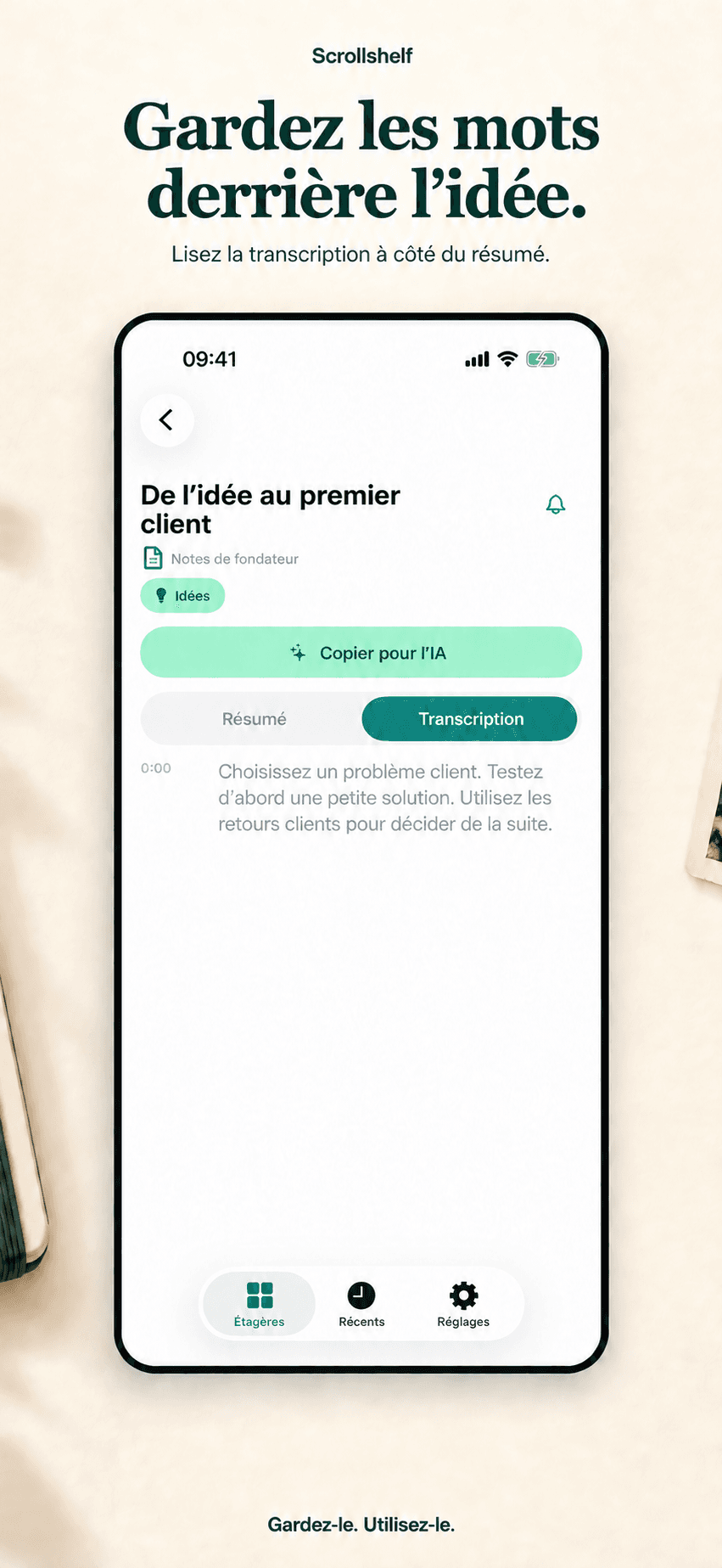 Gardez la transcription