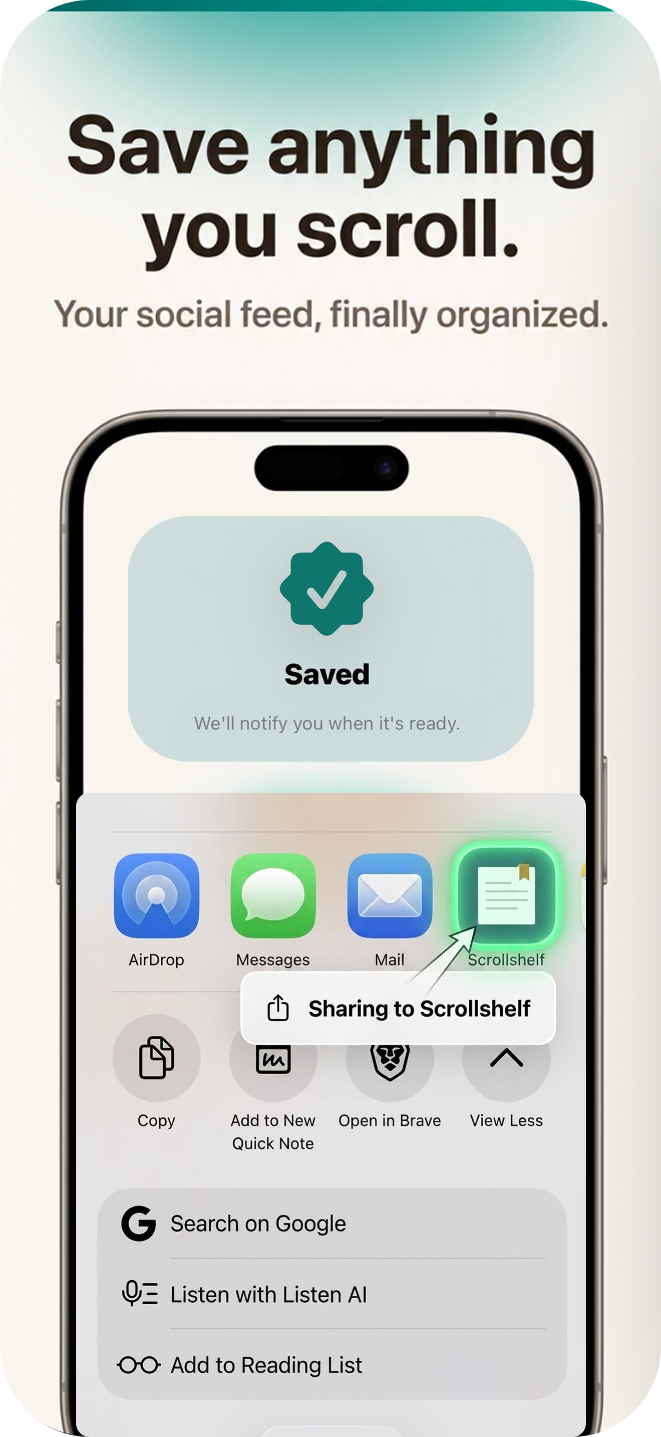 Scrollshelf Hero - Save Anything You Scroll